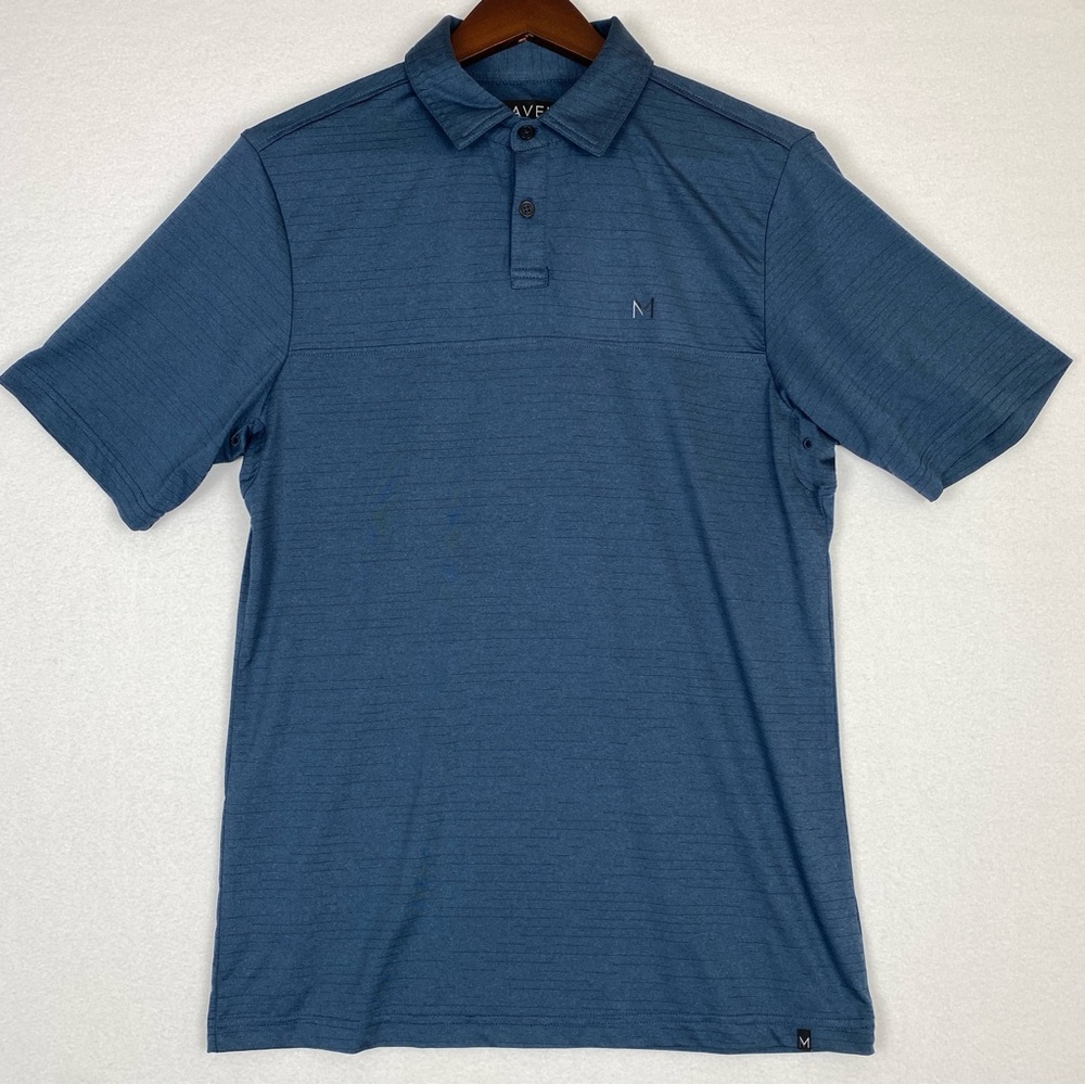 Maven Polo Shirt Men’s Small Navy Blue‎ Short Sleeve Polyester Performance Golf